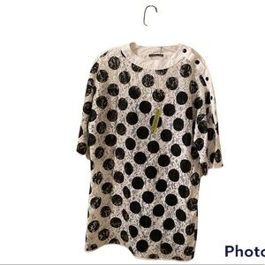 Zara Polkadot Nwt Black And White Dress